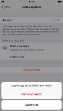 Pulsa Eliminar límite.