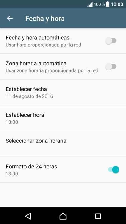 Pulsa Fecha y hora automáticas para activar la función.