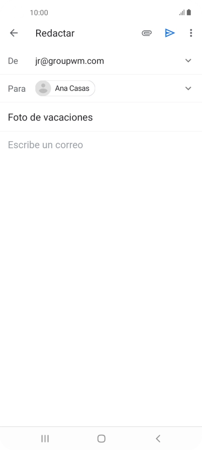 Pulsa en el campo de escritura  y escribe el texto del correo electrónico.