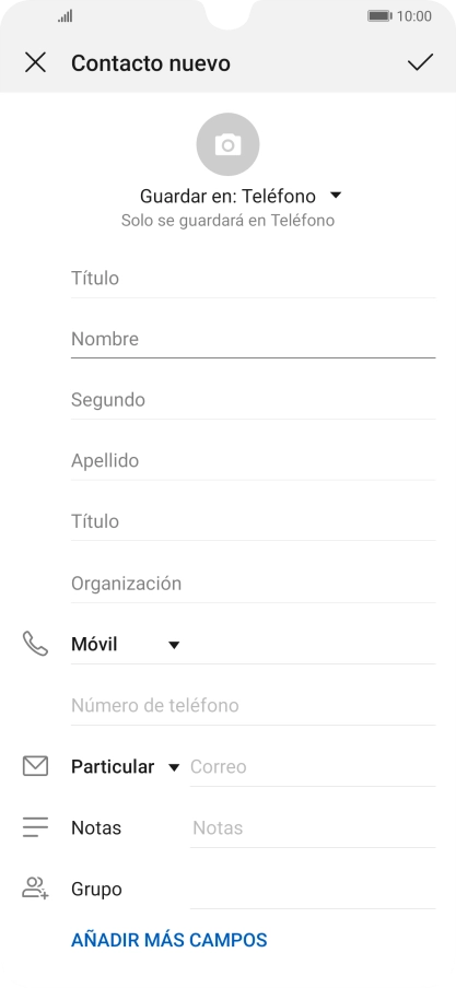 Pulsa Nombre e introduce el nombre deseado.