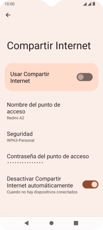 Pulsa Contraseña del punto de acceso.
