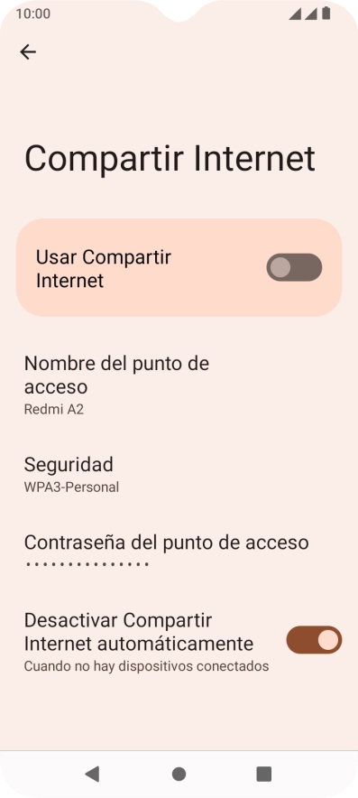 Pulsa Contraseña del punto de acceso.