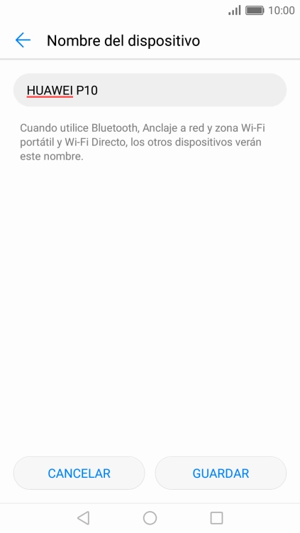 Introduce el nombre deseado de la conexión wifi y pulsa GUARDAR.
