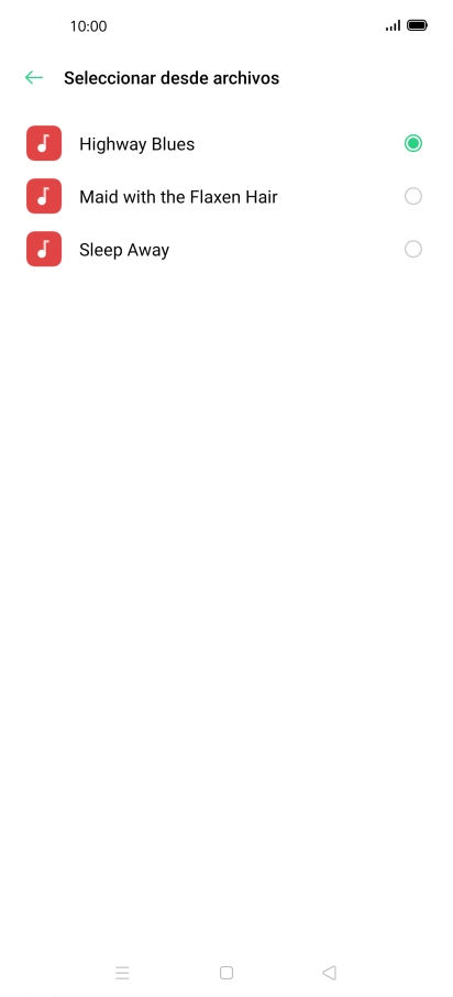 Al encontrar un timbre de llamada de tu gusto, pulsa la tecla de retroceso.