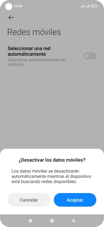 Pulsa Aceptar y espera mientras el teléfono está buscando redes.