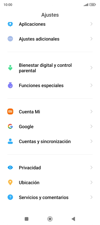 Pulsa Cuentas y sincronización.