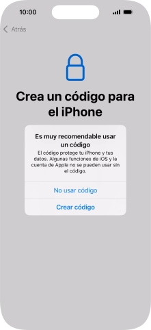 Si desactivas la función, pulsa No usar código. Si desactivas la función, pulsa No usar código.