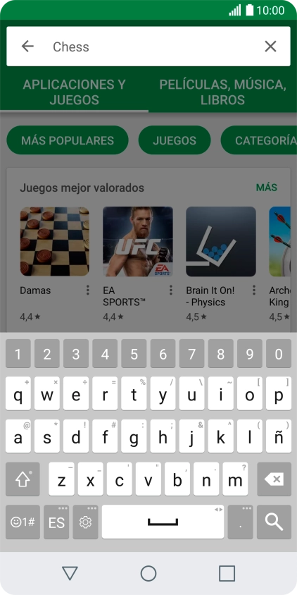 Introduce el nombre del tema o de la app y pulsa el icono de búsqueda.