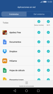 Pulsa en el campo junto al nombre de la aplicación bajo la columna de 