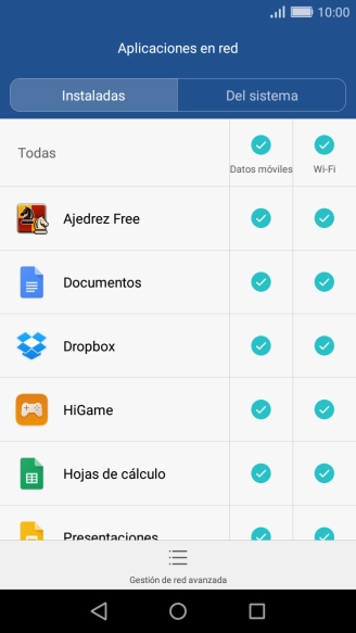 Pulsa en el campo junto al nombre de la aplicación bajo la columna de 