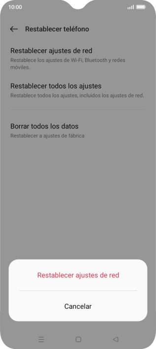 Pulsa Restablecer ajustes de red.