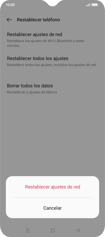 Pulsa Restablecer ajustes de red.