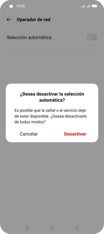 Pulsa Desactivar para desactivar la función y espera mientras el teléfono está buscando redes. Pulsa Desactivar para desactivar la función y espera mientras el teléfono está buscando redes.