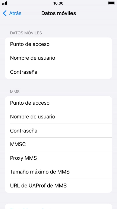 Pulsa Punto de acceso e introduce airtelwap.es.