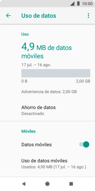 El consumo total de datos se visualiza ahora en la pantalla. El consumo total de datos se visualiza ahora en la pantalla.