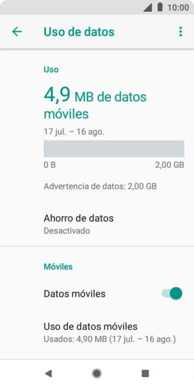 El consumo total de datos se visualiza ahora en la pantalla. El consumo total de datos se visualiza ahora en la pantalla.