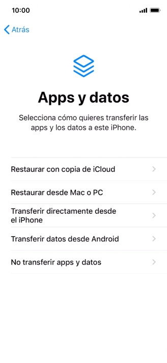 Pulsa No transferir apps y datos y sigue las indicaciones de la pantalla para finalizar la activación del teléfono.