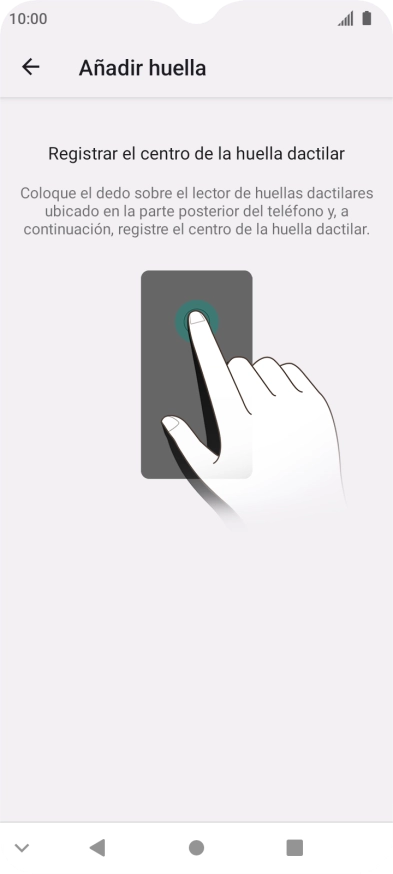 Sigue las indicaciones de la pantalla para crear una huella digital como código de seguridad.