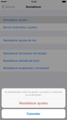 Pulsa Restablecer ajustes.