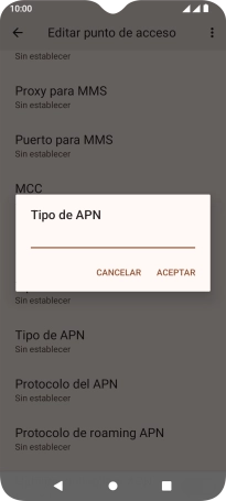 Introduce default y pulsa ACEPTAR.