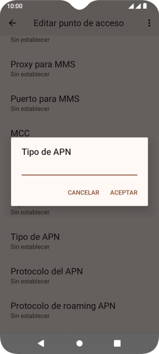 Introduce default y pulsa ACEPTAR.