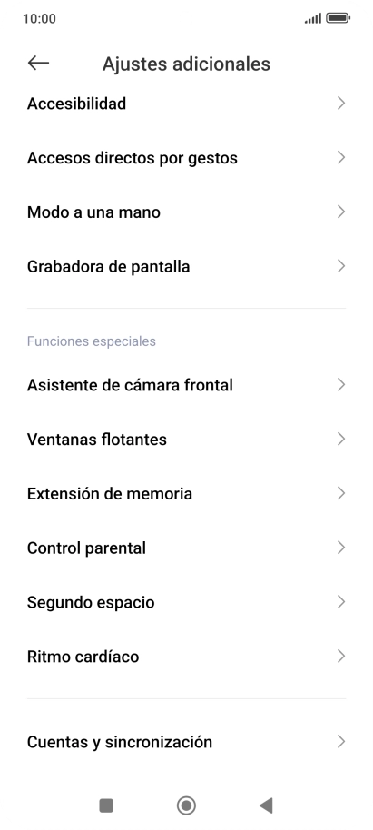 Pulsa Cuentas y sincronización.