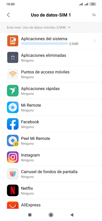 El consumo total de datos se visualiza ahora en la pantalla. El consumo total de datos se visualiza ahora en la pantalla.