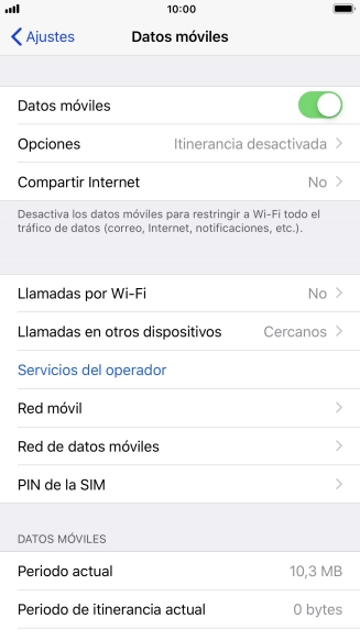 El consumo total aparece junto a Periodo actual.