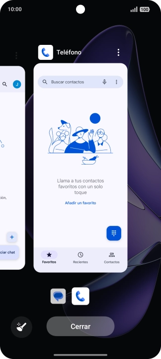 Para cerrar una sola aplicación en ejecución, desliza el dedo hacia arriba sobre la aplicación deseada.