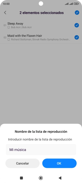 Introduce el nombre deseado de la lista de reproducción y pulsa OK. Introduce el nombre deseado de la lista de reproducción y pulsa OK.