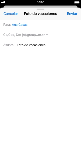 Pulsa en el campo de escritura  y escribe el texto del correo electrónico.