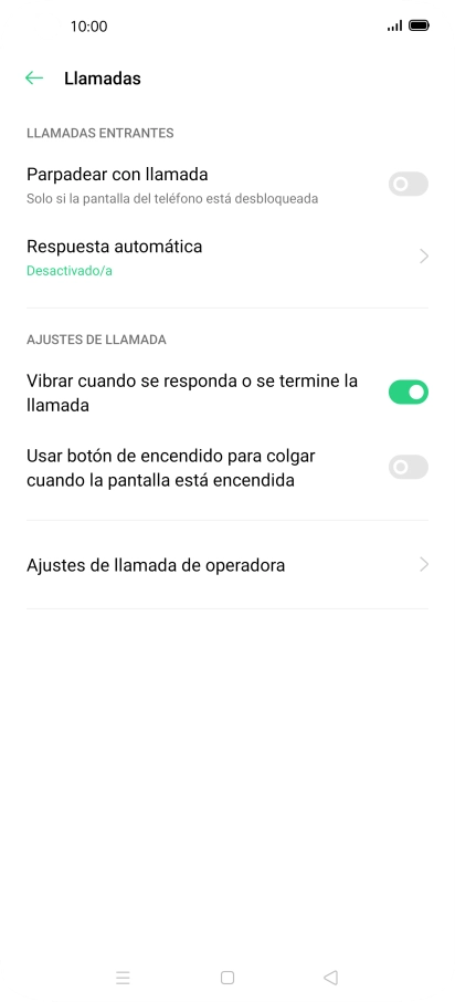Pulsa Ajustes de llamada de operadora.