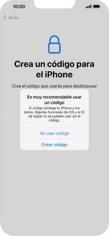 Si desactivas la función, pulsa No usar código.