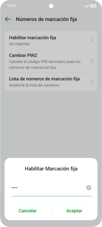 Introduce el código PIN2 y pulsa Aceptar.