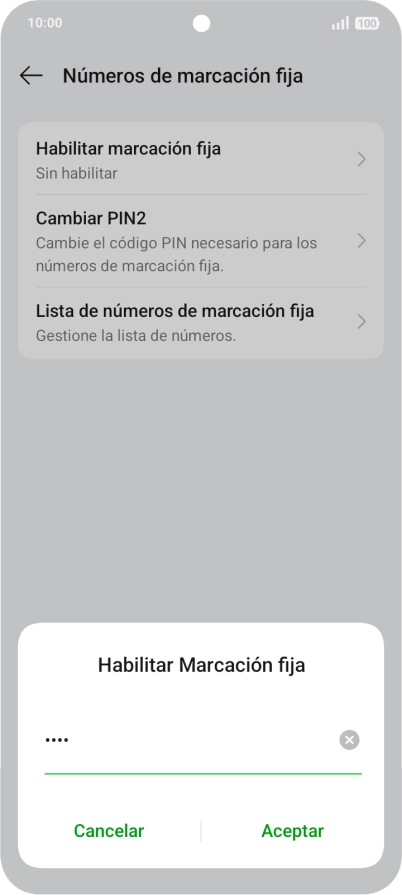 Introduce el código PIN2 y pulsa Aceptar.