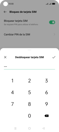 Introduce el código PIN y pulsa el icono de aceptar. Introduce el código PIN y pulsa el icono de aceptar.