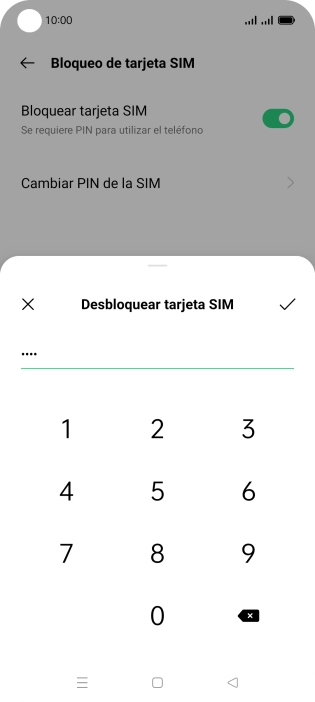 Introduce el código PIN y pulsa el icono de aceptar. Introduce el código PIN y pulsa el icono de aceptar.