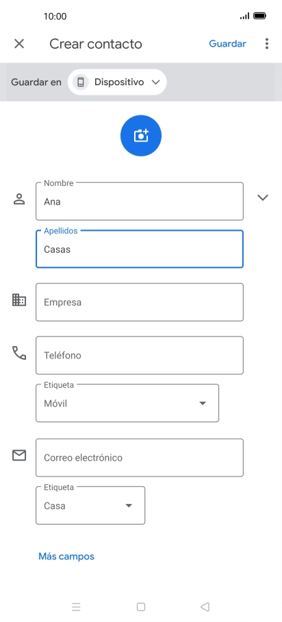 Pulsa Teléfono e introduce el número de teléfono deseado.