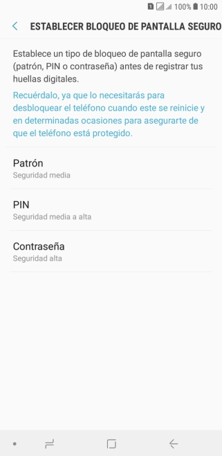 Pulsa el código de seguridad deseado y sigue las indicaciones de la pantalla para crear un código de seguridad del teléfono adicional.