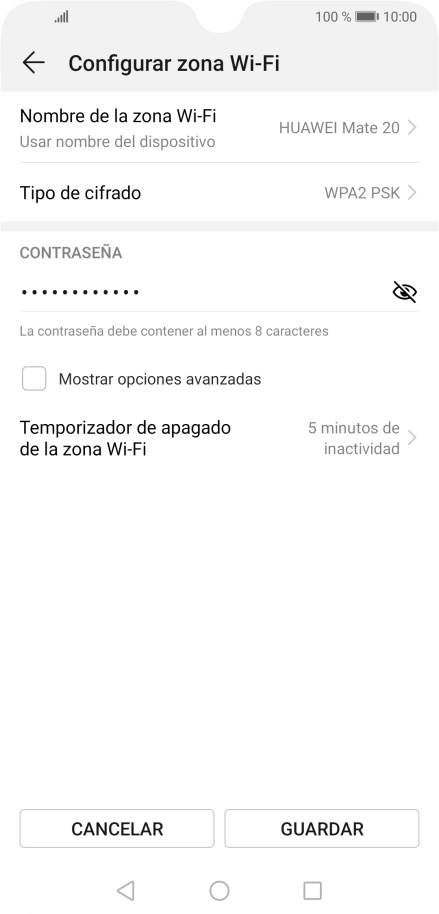 Pulsa Nombre de la zona Wi-Fi.