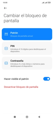 Pulsa Desactivar bloqueo de pantalla e introduce el código de seguridad extra que has creado anteriormente.