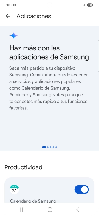 Pulsa el indicador junto a la extensión deseada para activar la función.