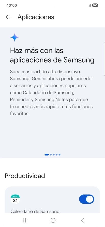 Pulsa el indicador junto a la extensión deseada para activar la función.