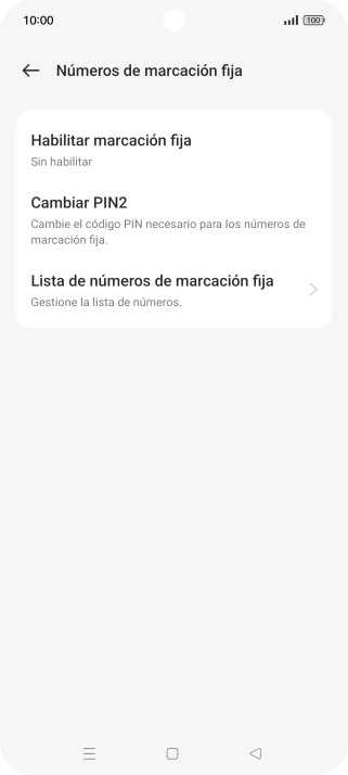 Pulsa Habilitar marcación fija.