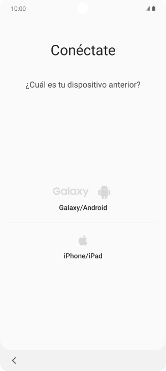 Pulsa el ajuste deseado y sigue las instrucciones de la pantalla para transferir el contenido del otro teléfono.