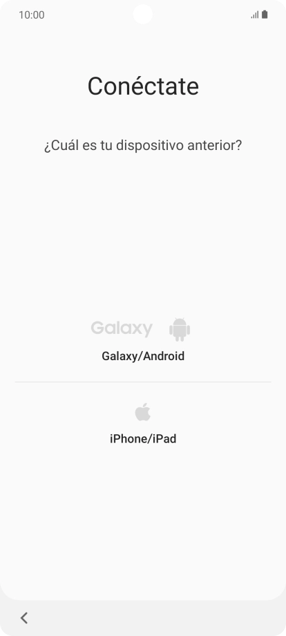 Pulsa el ajuste deseado y sigue las instrucciones de la pantalla para transferir el contenido del otro teléfono.