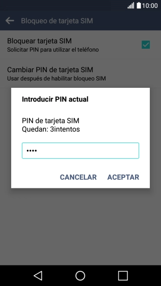 Introduce tu código PIN y pulsa ACEPTAR.