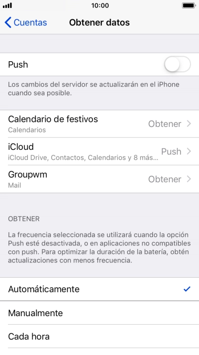 Si desactivas la función, pulsa el ajuste deseado.