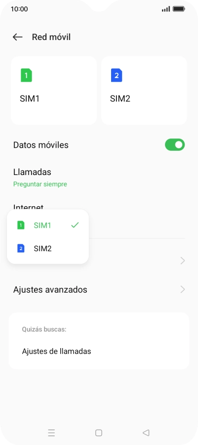 Pulsa la tarjeta SIM deseada.