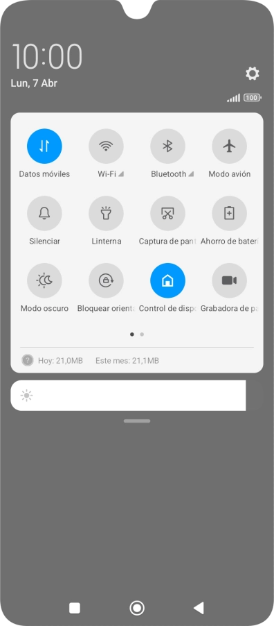 Pulsa el icono de modo de avión para activar o desactivar la función.